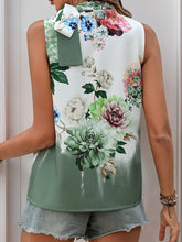 Tied Flower Printed Mock Neck Top OutfitFlow